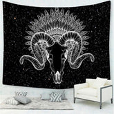 Lofaris Magic Sheep Trippy Divination Black And White Wall Tapestry